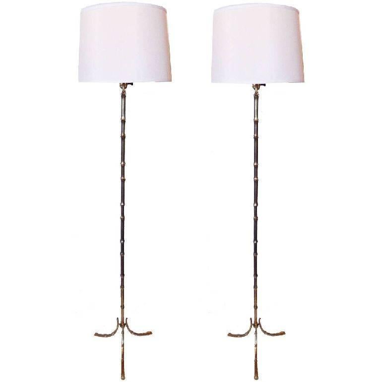 Superb pair of Maison Baguès floor lamp. US rewired and in working condition one bulb 100 watts Max.
2 pairs available 