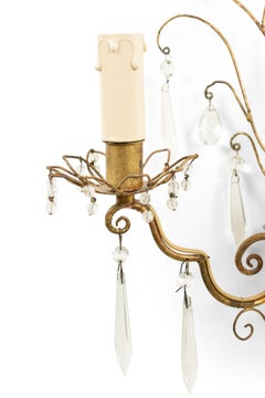 Pair of Maison Bagues French Mid-Century Gilt Metal Wall Sconces