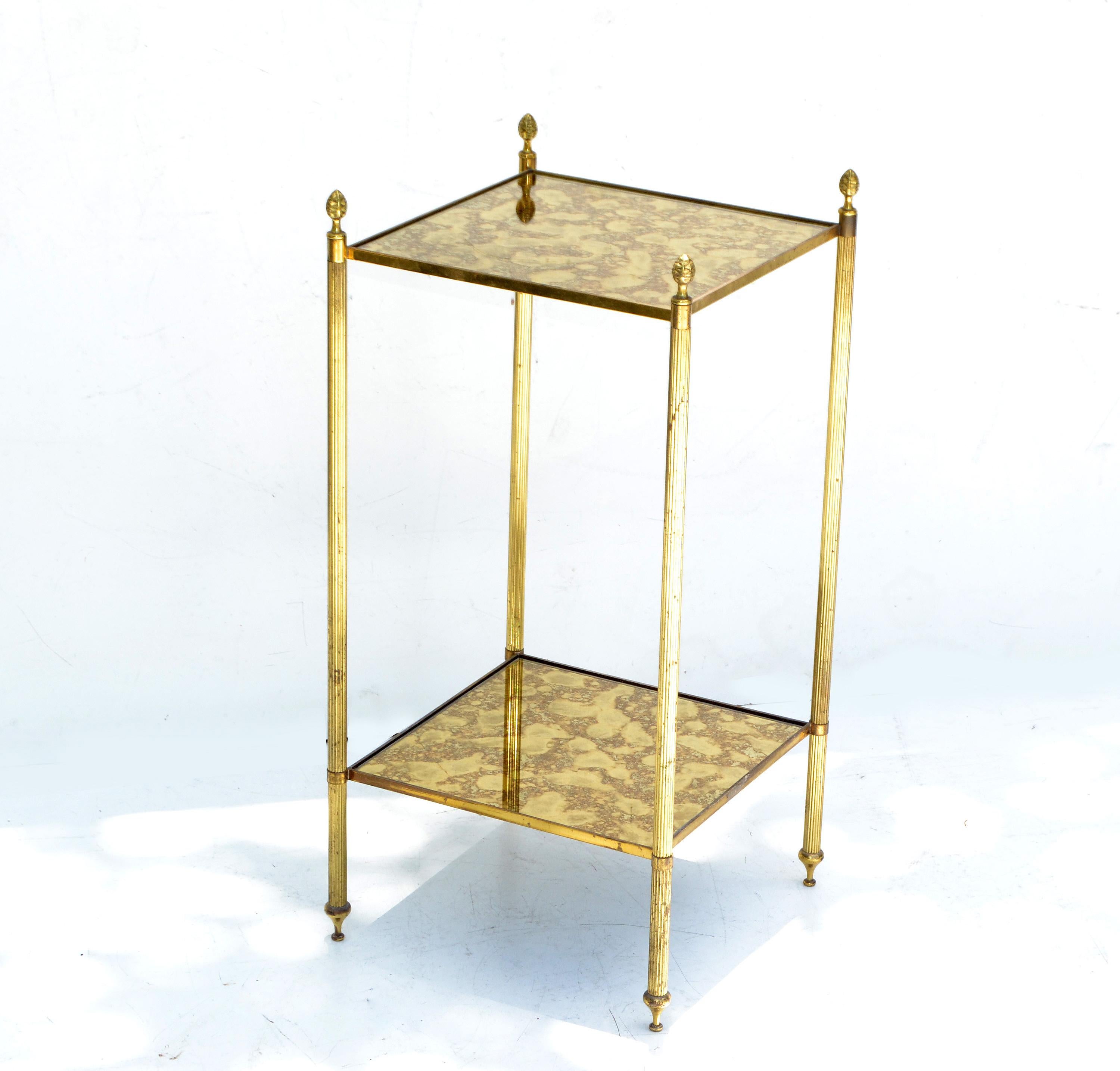 Brass Pair of Maison Baguès French Neoclassical Side Tables