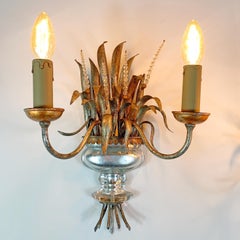 Pair of Maison Bagues Style Gilt Crystal Silver Wall Lights