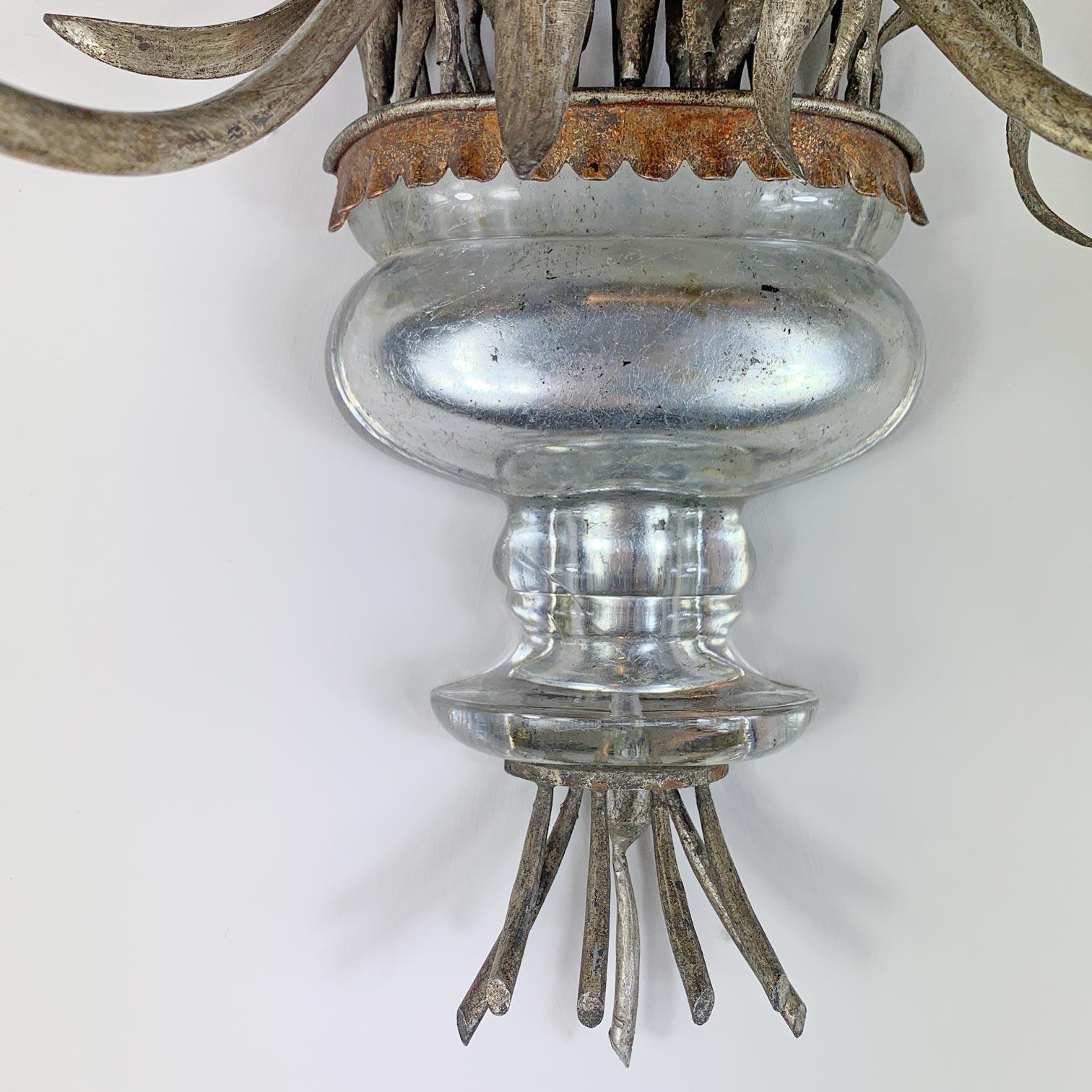 Pair of Maison Bagues Gilt Crystal Silver Wall Lights For Sale 4