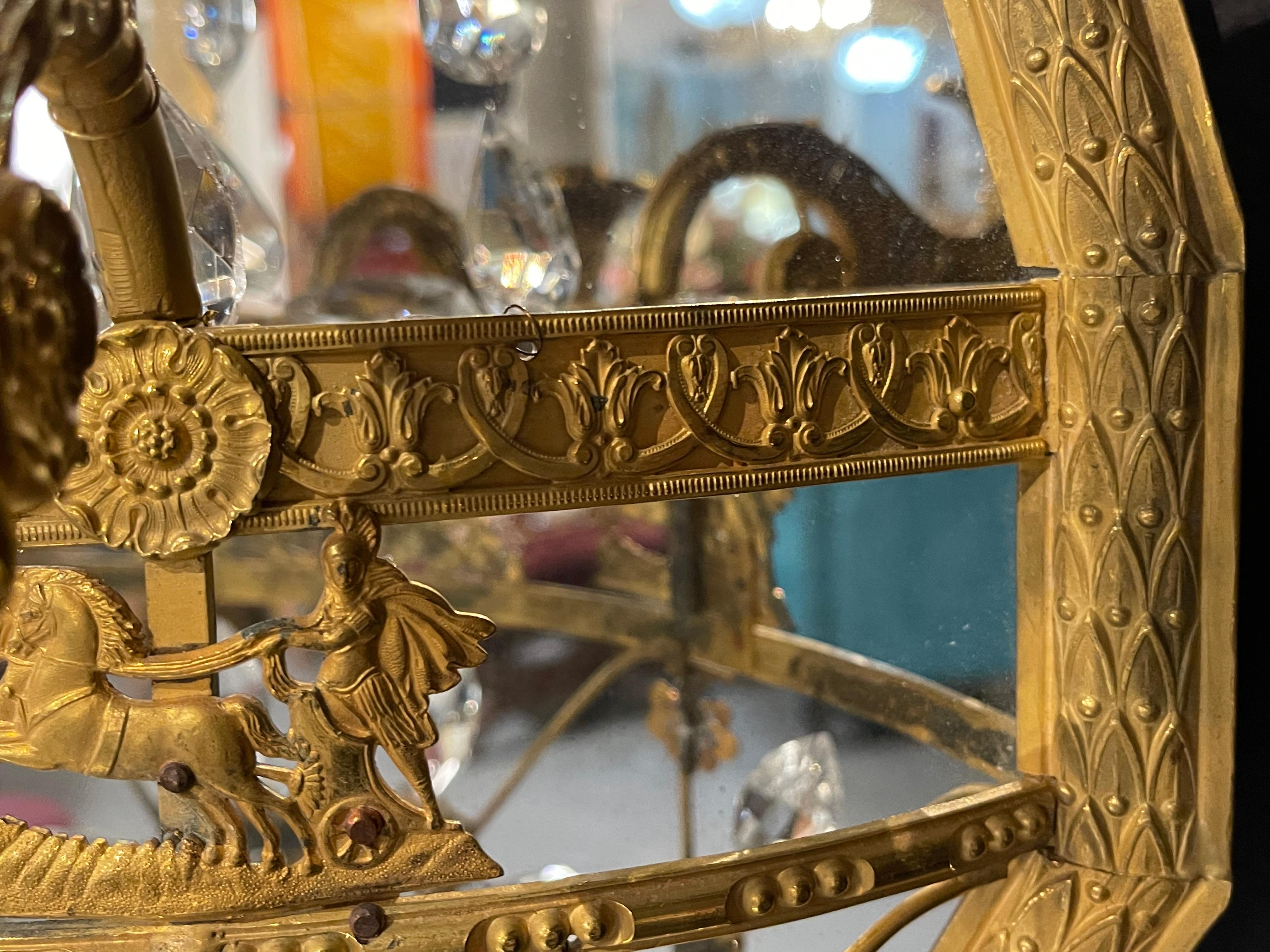 Maison Baguès Attribution, appliques néoclassiques à miroir, bronze, cristal, années 1910 en vente 5