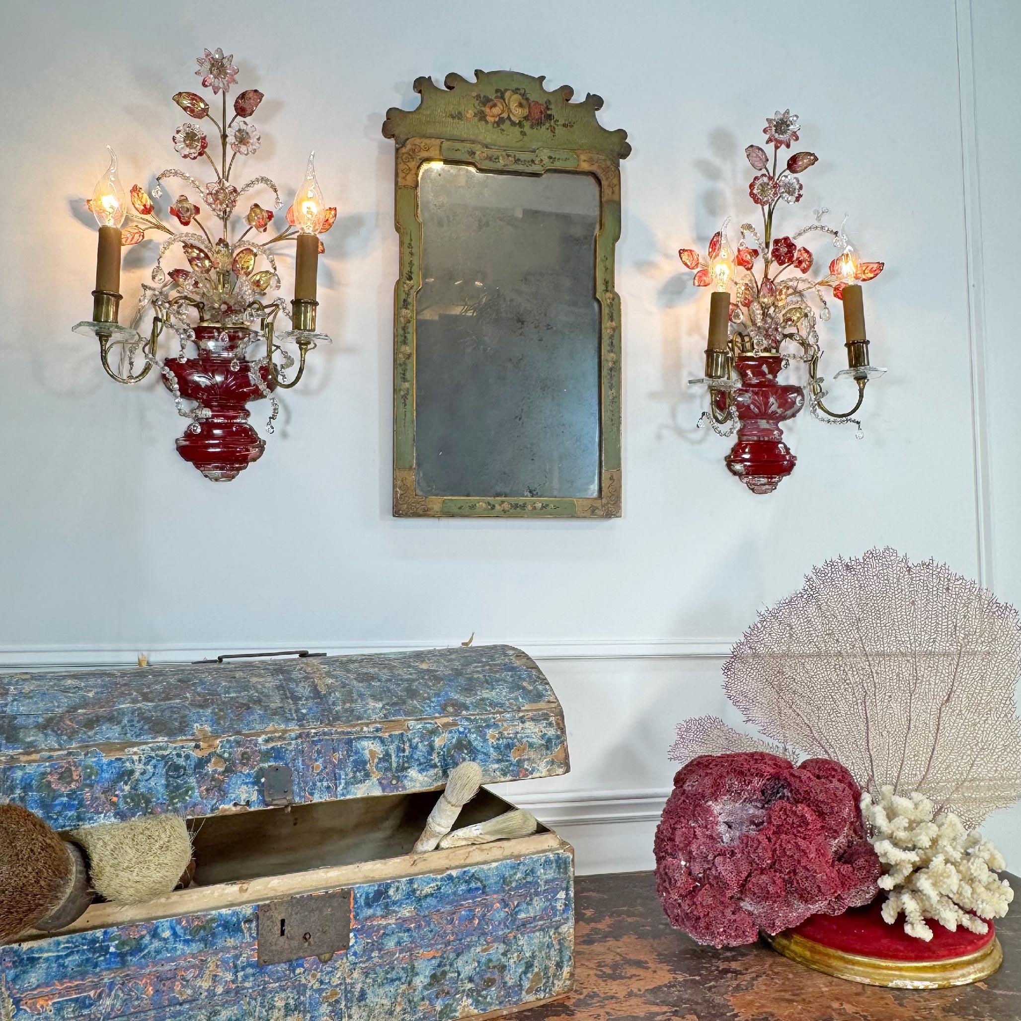 Coppia di lampade da parete rosse della Maison Baguès, CIRCA 1910 in vendita 3