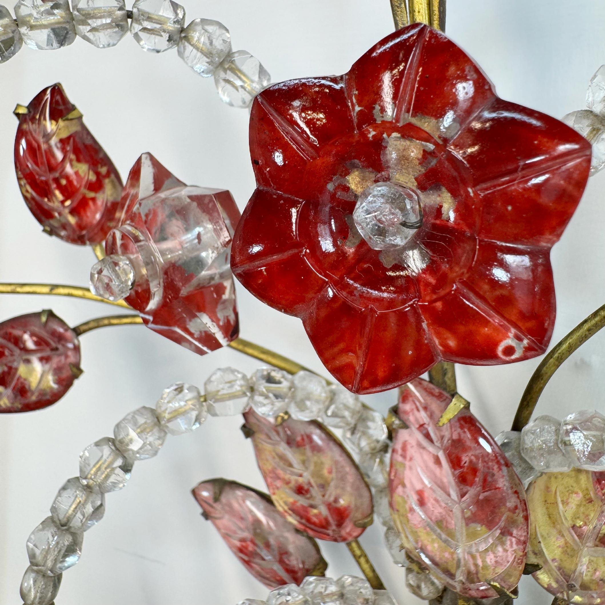 Coppia di lampade da parete rosse della Maison Baguès, CIRCA 1910 in vendita 4