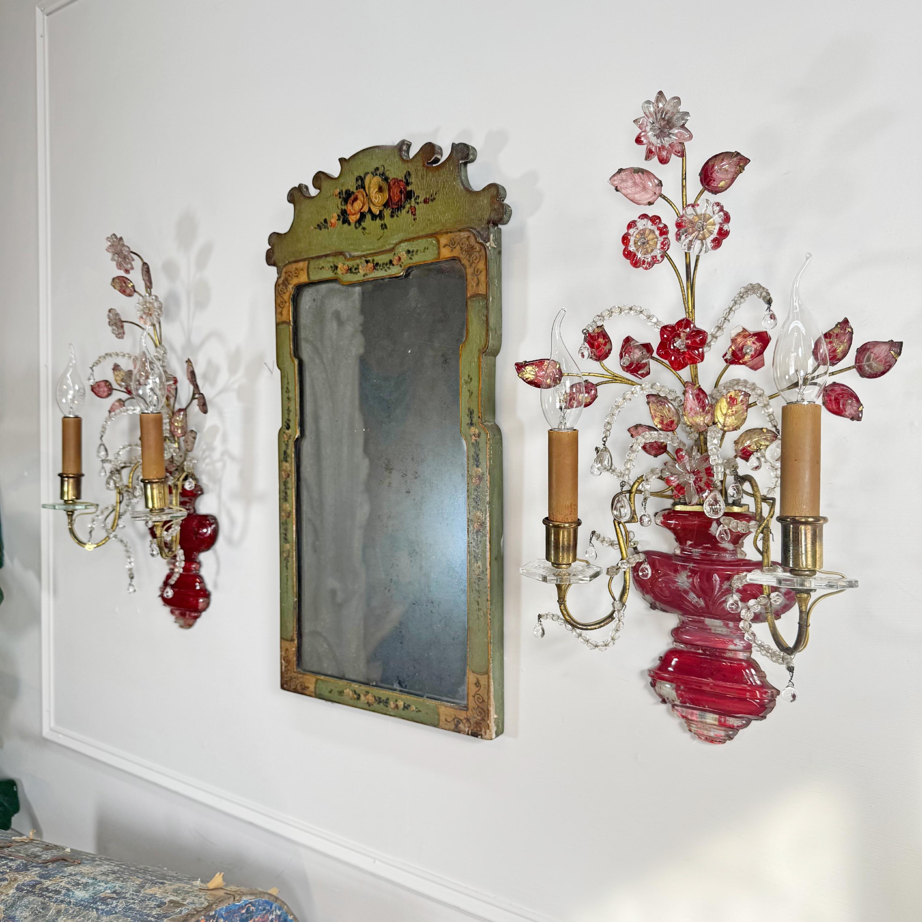 Coppia di lampade da parete rosse della Maison Baguès, CIRCA 1910 in vendita 5