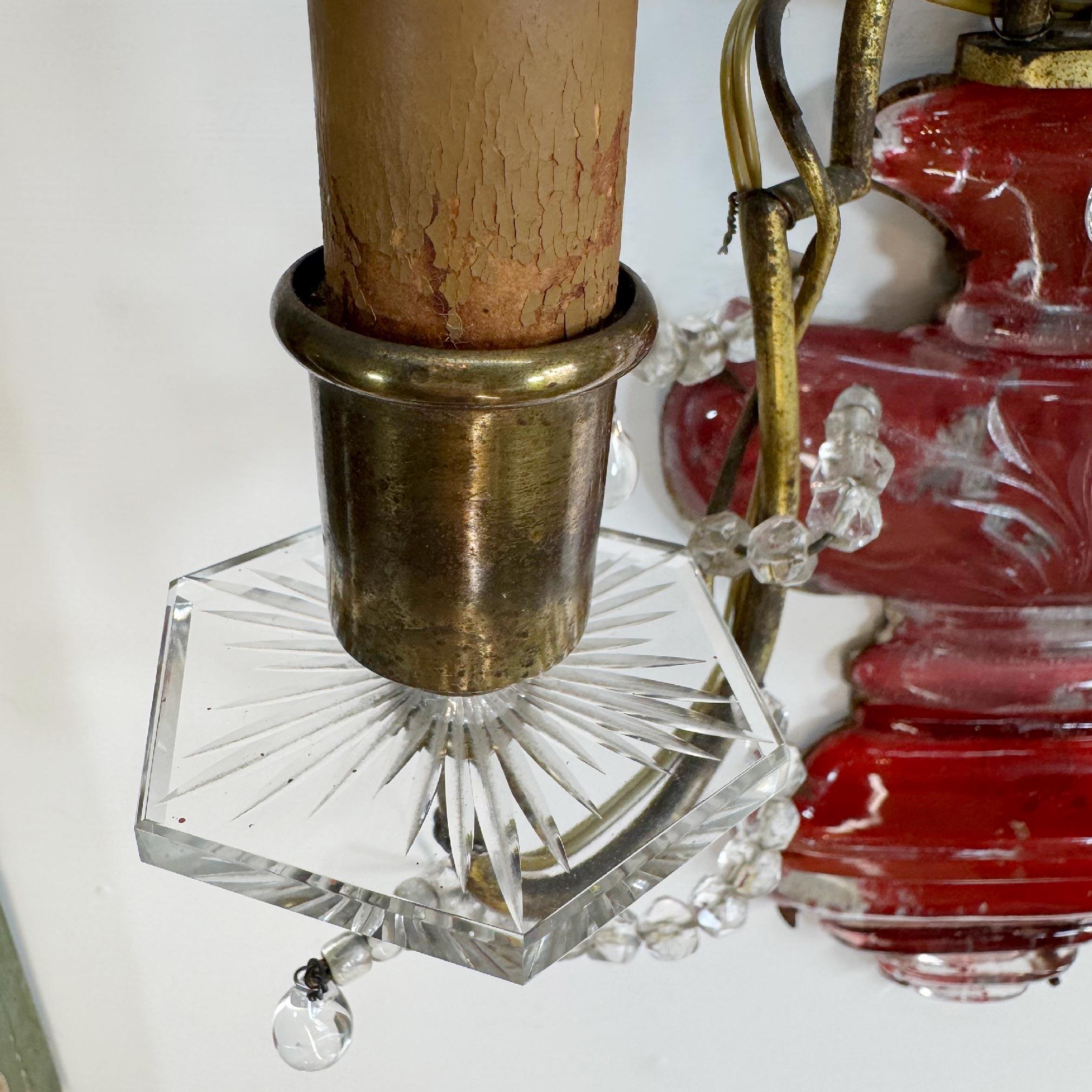 Coppia di lampade da parete rosse della Maison Baguès, CIRCA 1910 in vendita 7