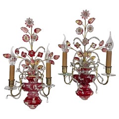 Coppia di lampade da parete rosse della Maison Baguès, CIRCA 1910