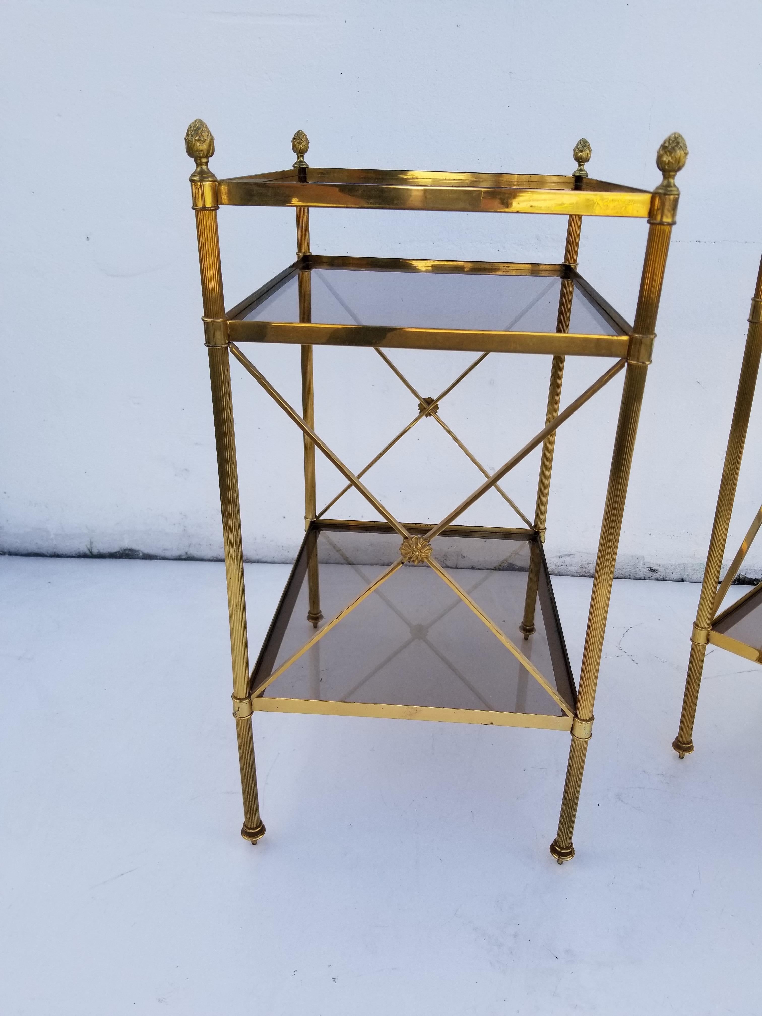 Neoclassical Pair of Maison Baguès Side Tables For Sale