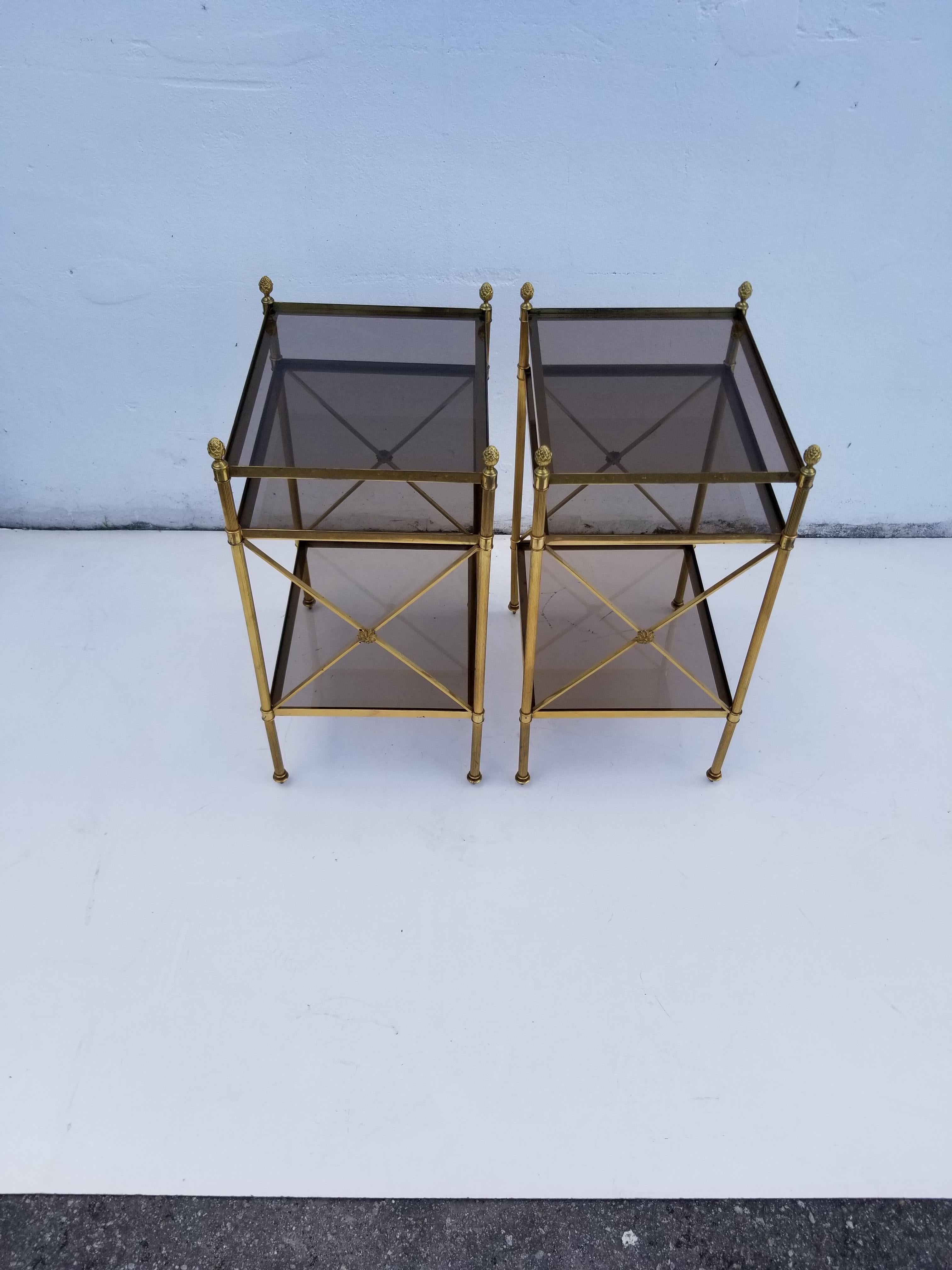 French Pair of Maison Baguès Side Tables For Sale