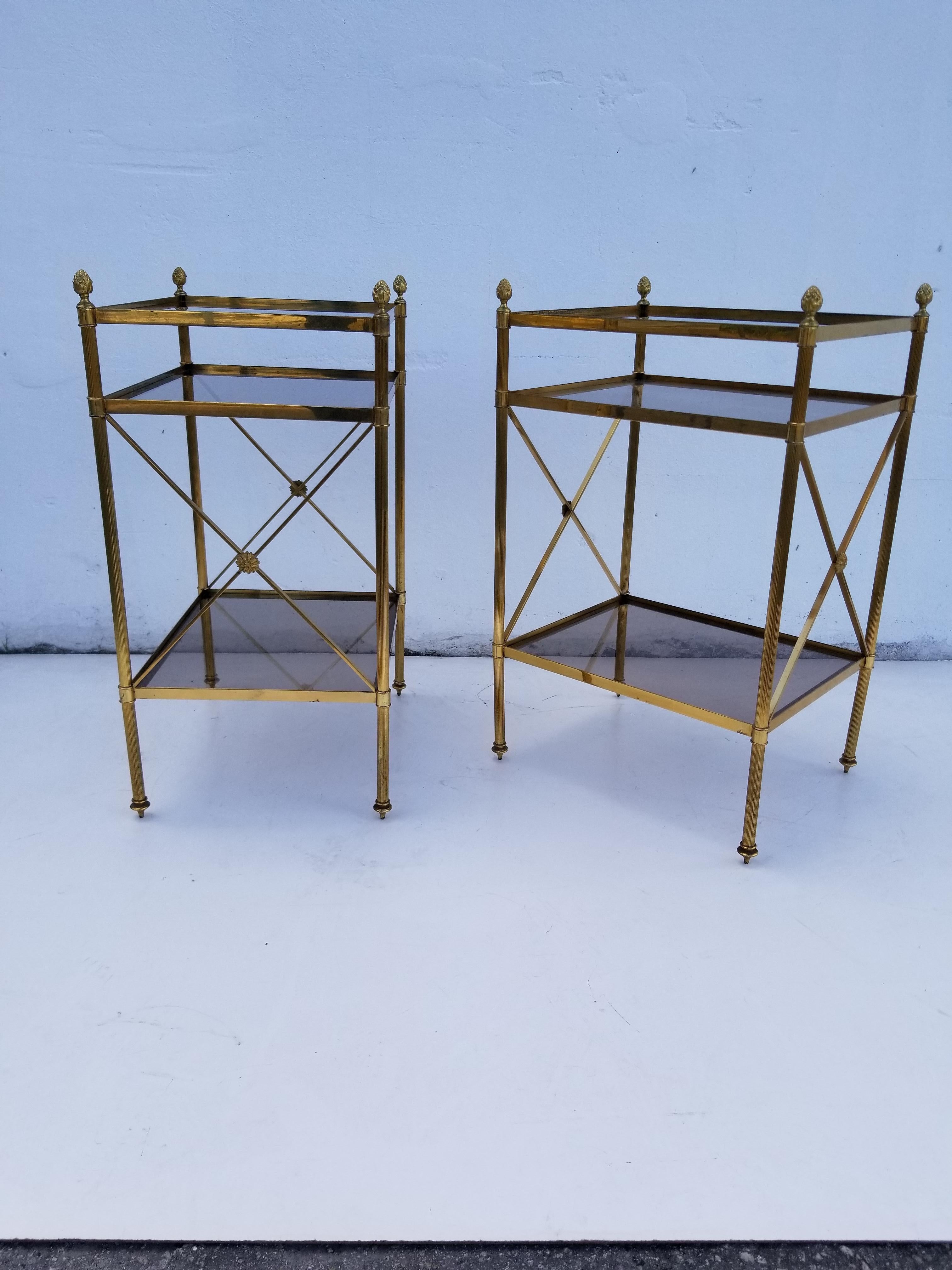 Pair of Maison Baguès Side Tables In Good Condition For Sale In Miami, FL