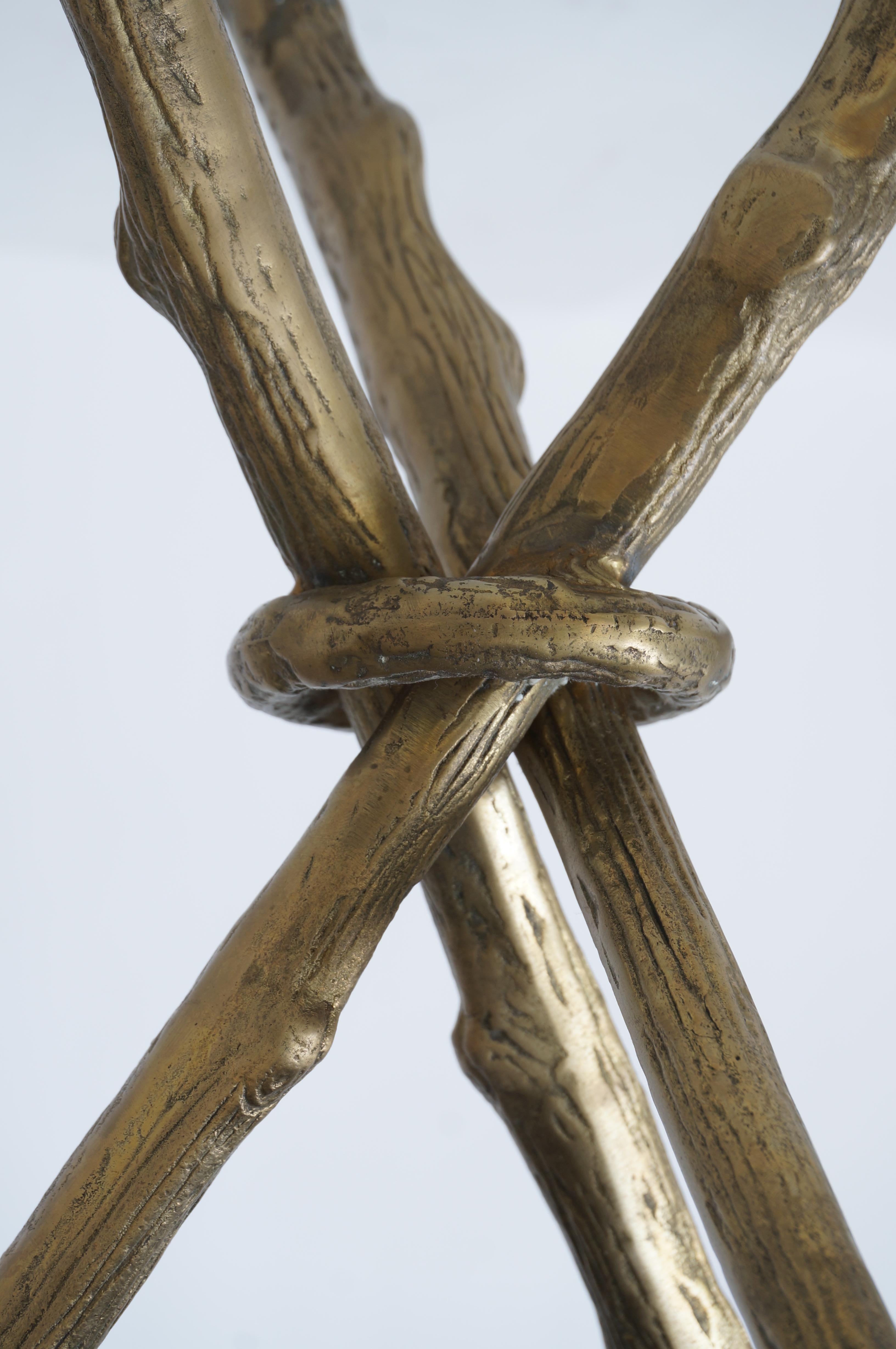 Pair of Maison Bagues Style Brass Faux Bois Tables In Good Condition In West Palm Beach, FL