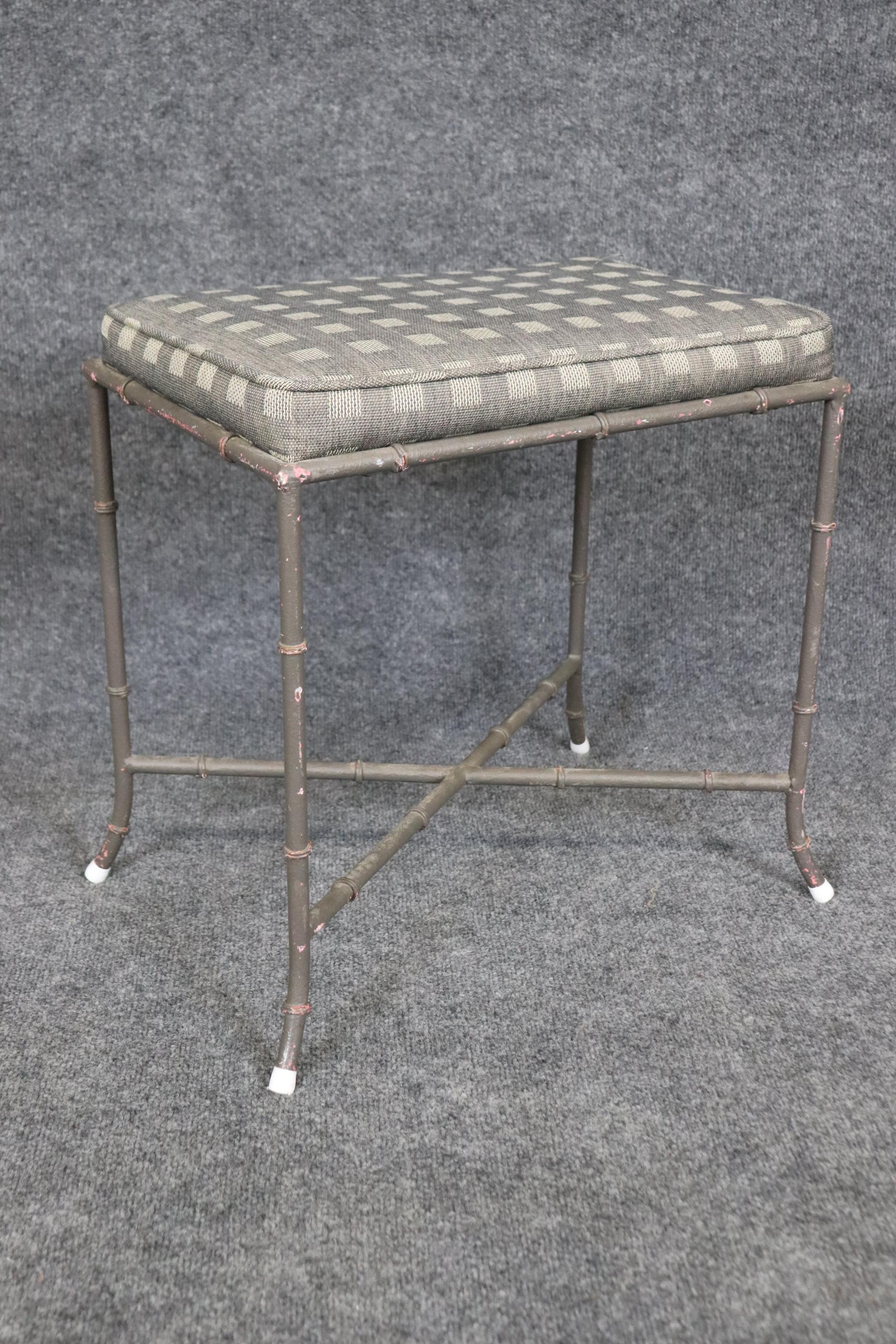 Pair of Maison Bagues Style Faux Bamboo Metal French Benches or Foot Stools  In Good Condition For Sale In Swedesboro, NJ