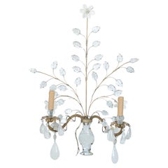 Pair of Maison Bagues Style Gilt and Rock Crystal Sconces