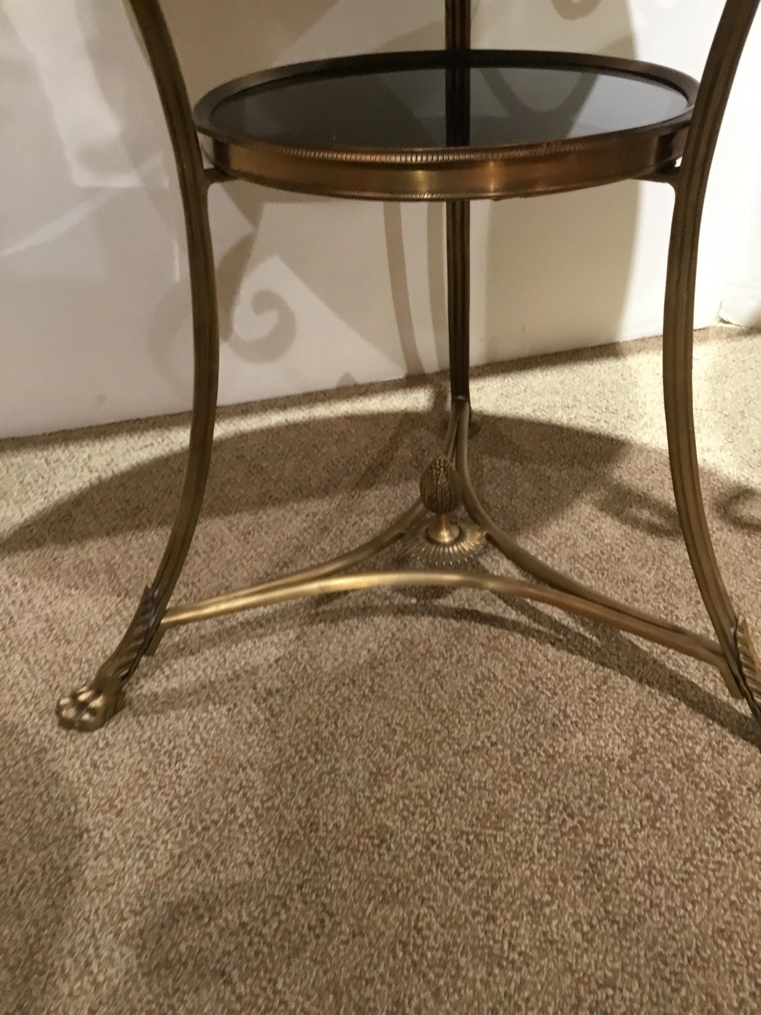 Pair of Maison Baguès Style Guéridons / Occasional Tables with Black Marble 5