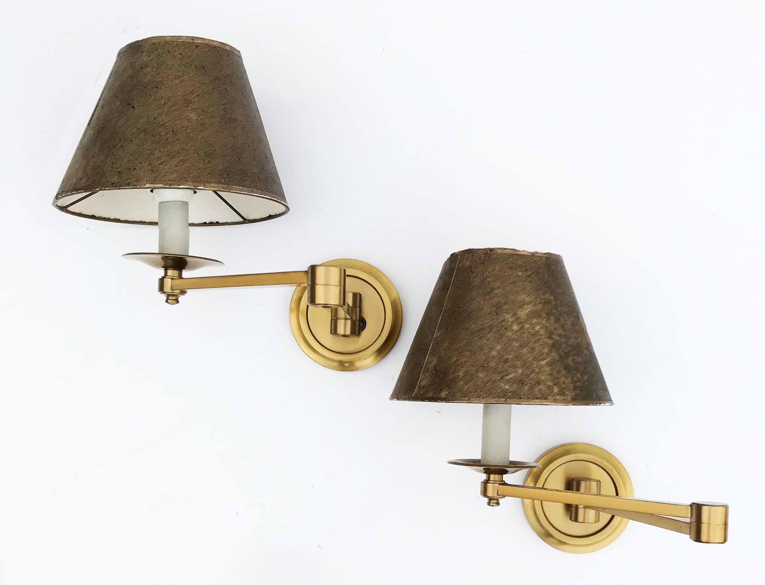 Mid-Century Modern Pair of French Maison  Baguès Swing Arm Sconces