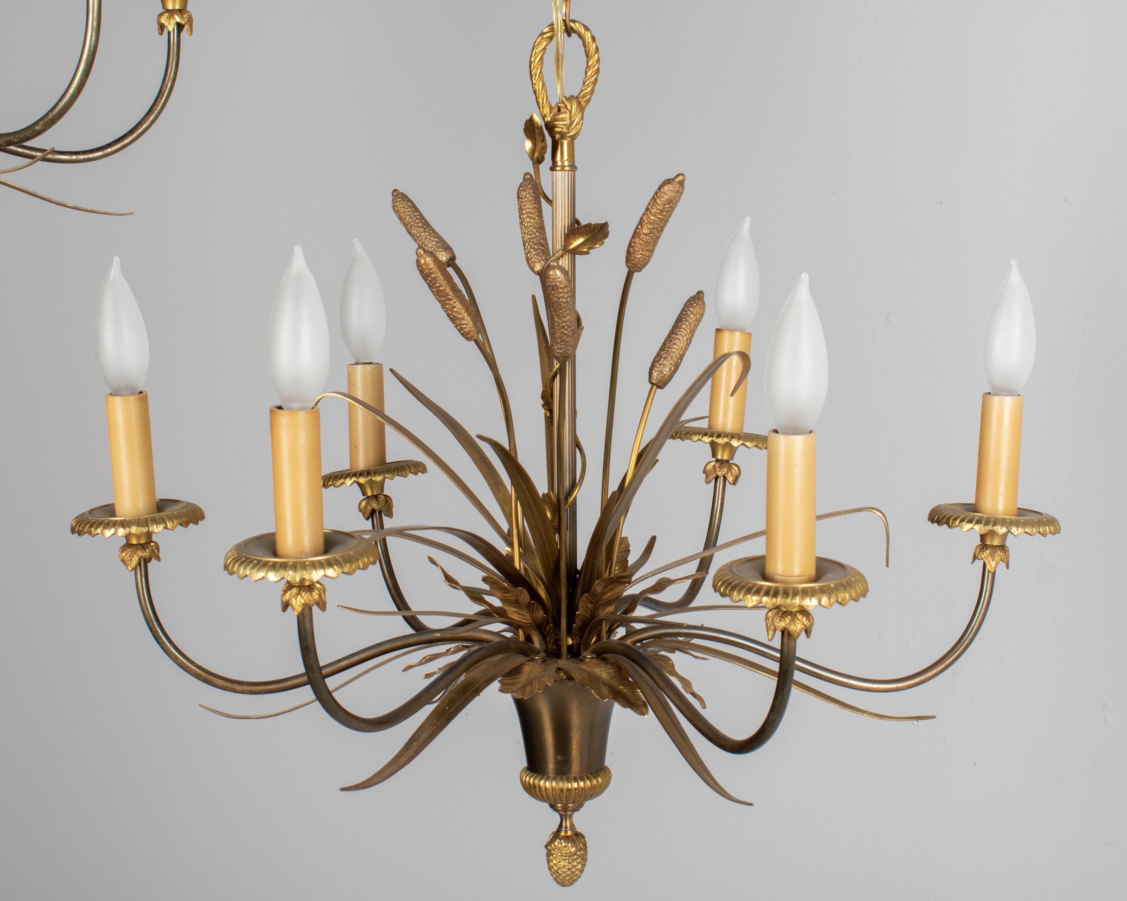 20th Century Pair of Maison Charles Bronze Chandeliers