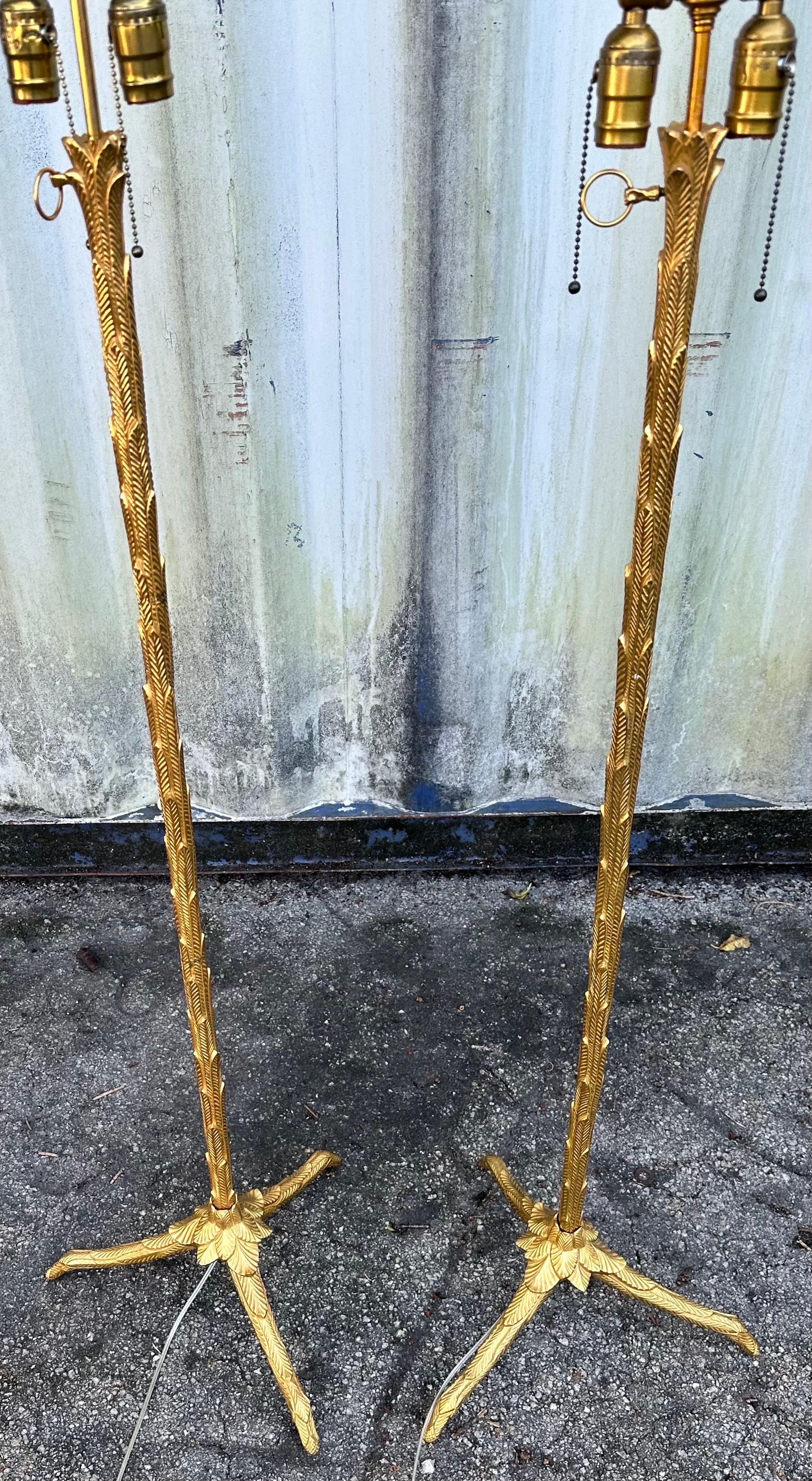 Pair of Maison Charles Gilded Bronze French Floor lamps  For Sale 1