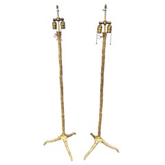 Pair of Maison Charles Gilded Bronze French Floor lamps