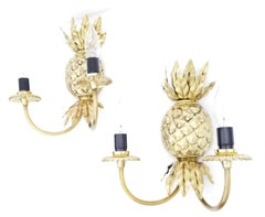 Pair of Maison Charles Pineapple Bronze Sconces France, 2 Pairs Available
