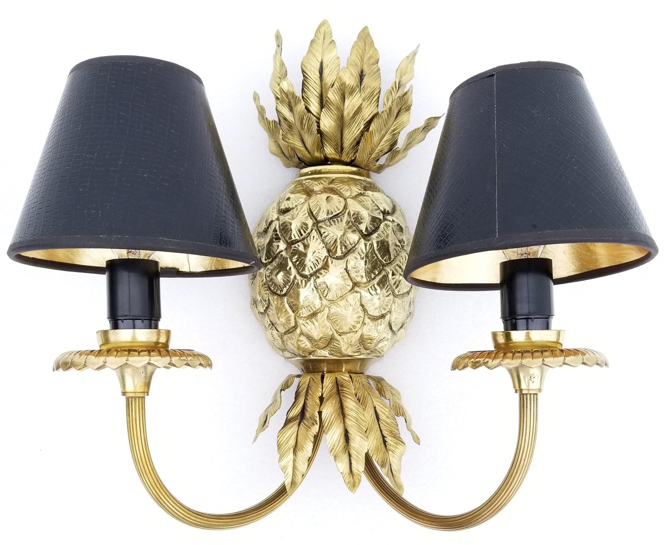 20th Century Pair of Maison Charles Pineapple Bronze Sconces France, 2 Pairs Available For Sale