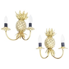 Pair of Maison Charles Pineapple Bronze Sconces France, 2 Pairs Available