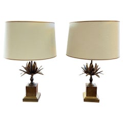 Pair of Maison Charles Style Agave Table Lamps