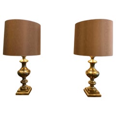 Pair of Maison Charles Style Bronze Table Lamps mid modern century 