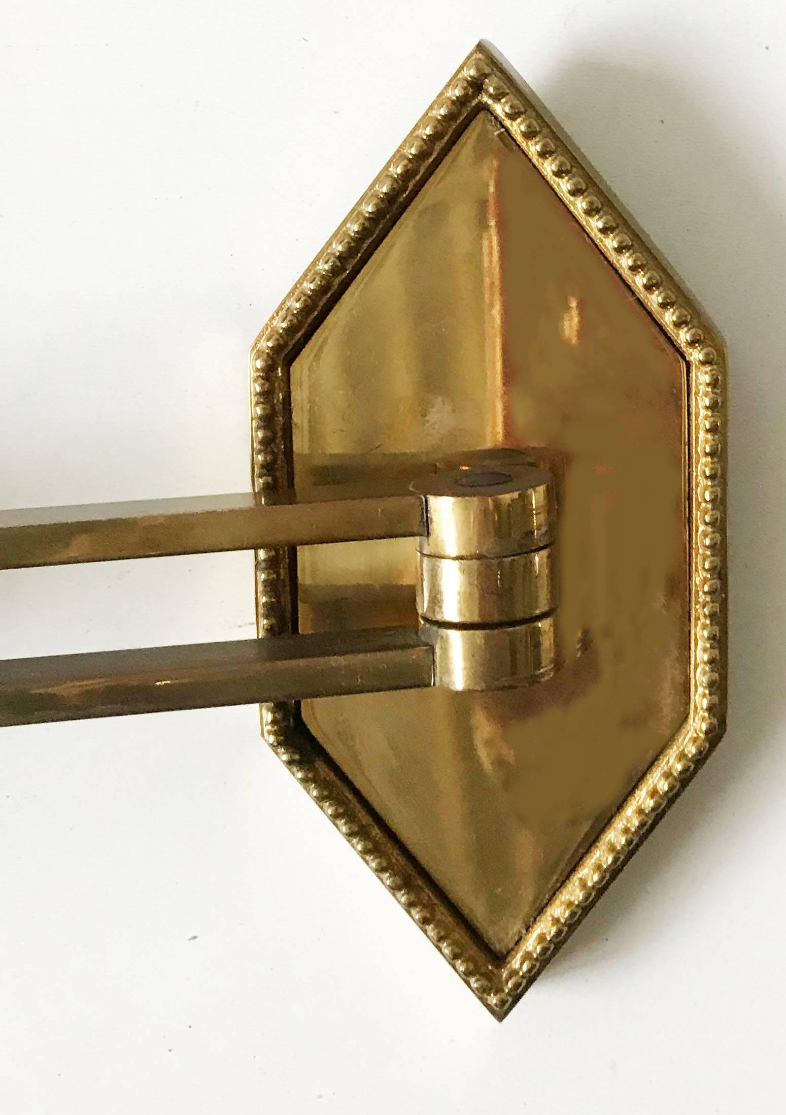 Pair of Maison Charles Swing Arm Sconces In Good Condition In Miami, FL