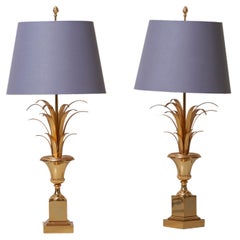Pair of Maison Charles Table Lamps Complete Brass/Gold 