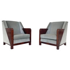 Pair of Maison Dominique Art Deco Club Chairs