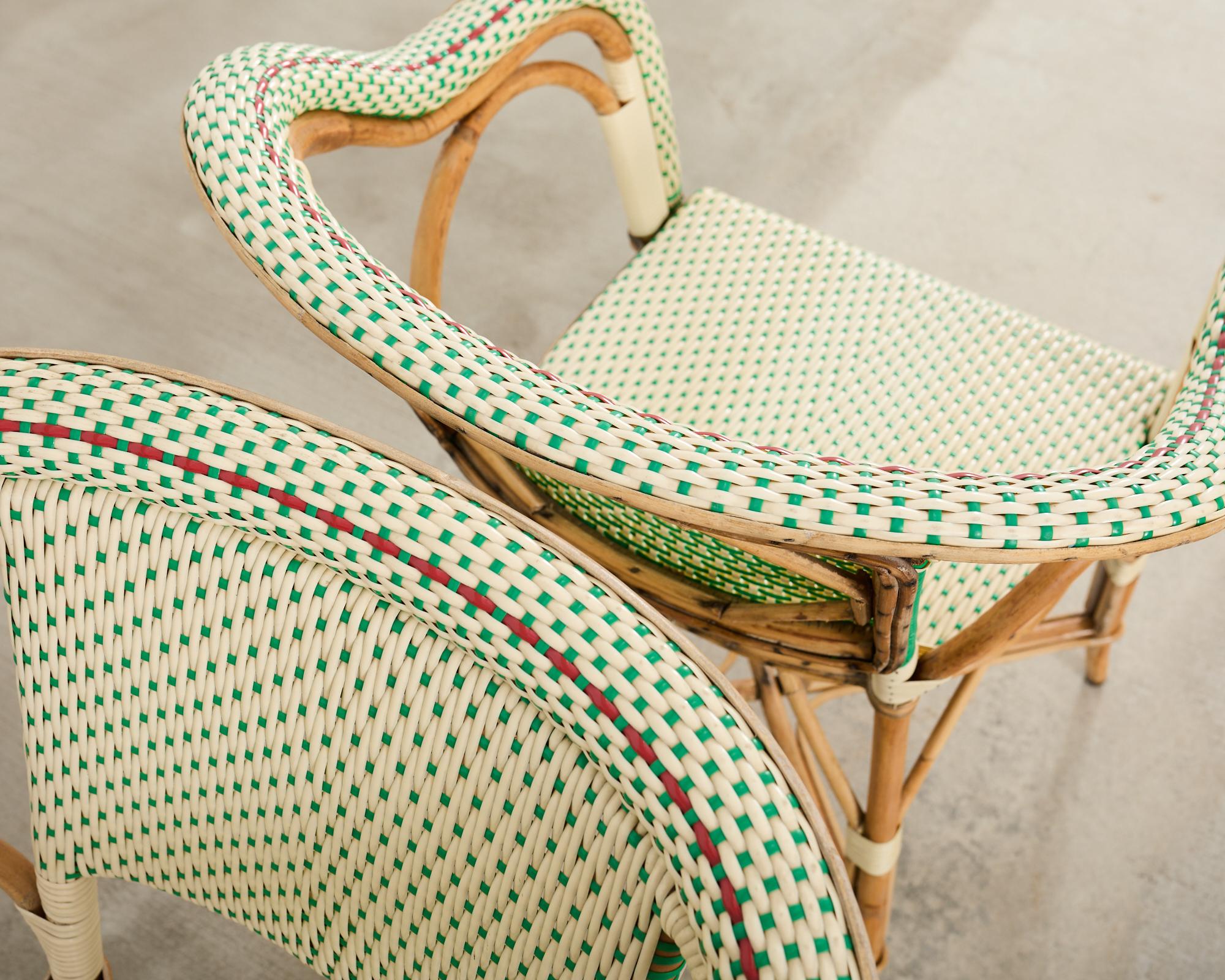 Paar Maison Gatti Haussman Rattan geflochtene Bistro-Sessel im Angebot 5