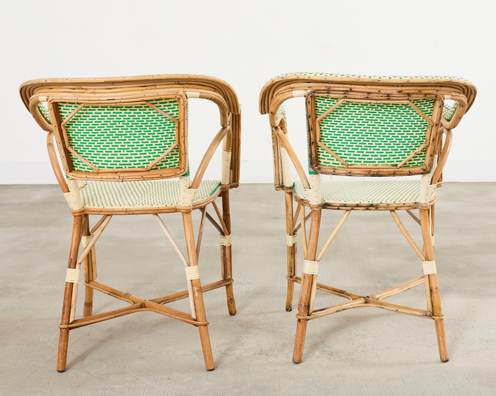 Paar Maison Gatti Haussman Rattan geflochtene Bistro-Sessel im Angebot 6