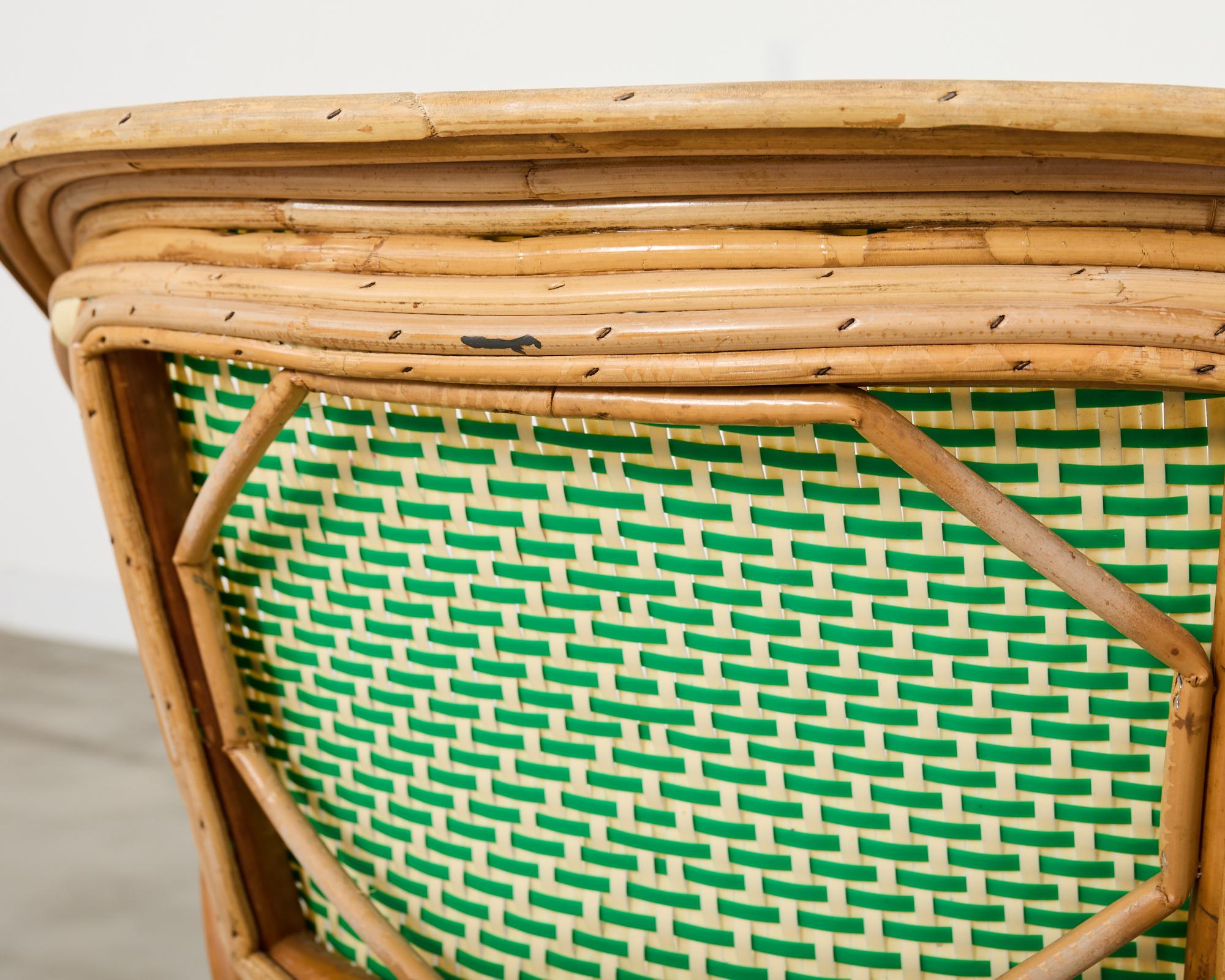 Paar Maison Gatti Haussman Rattan geflochtene Bistro-Sessel im Angebot 8