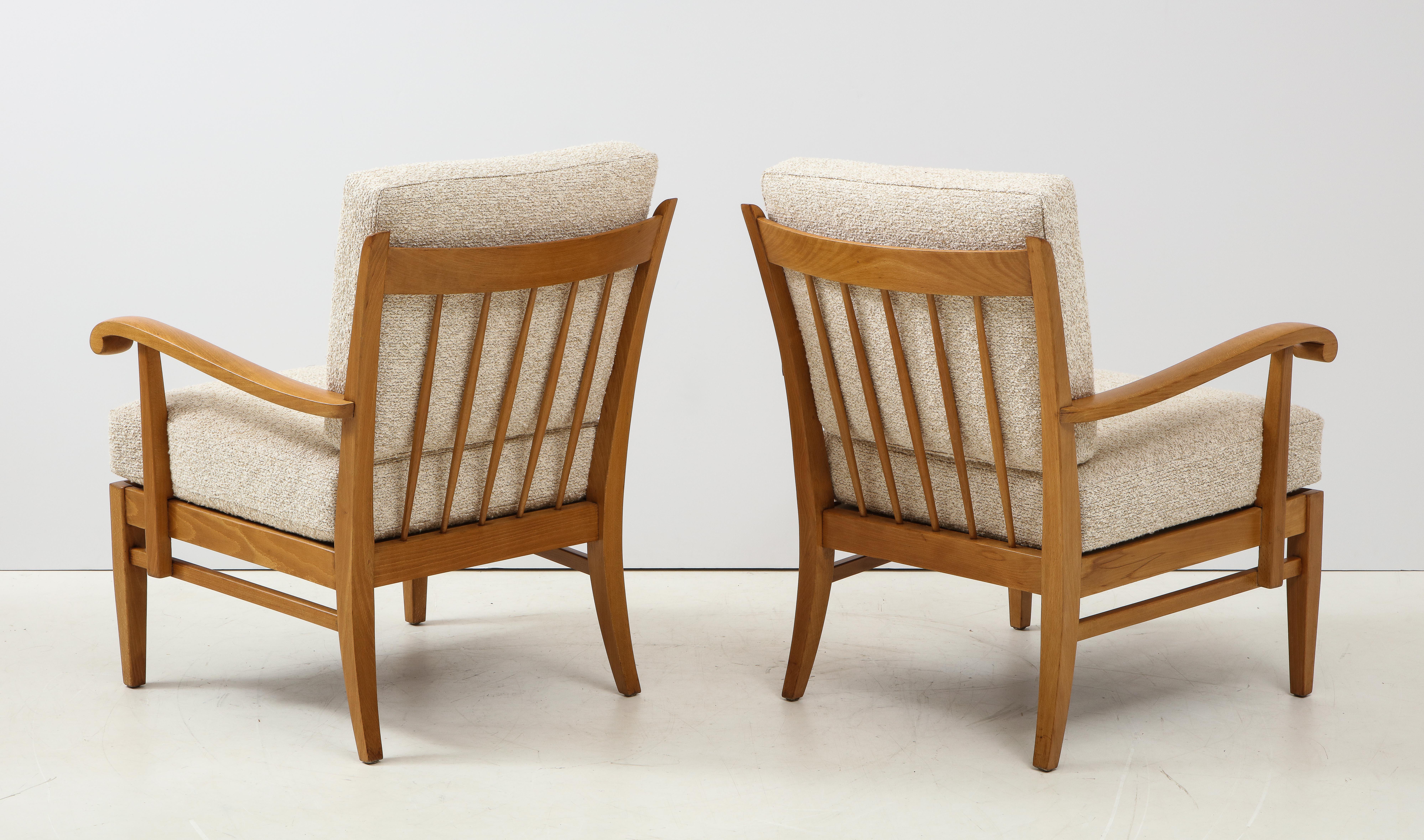 Pair of Maison Gouffé Armchairs, France, circa 1940, Labeled, Numbered 3