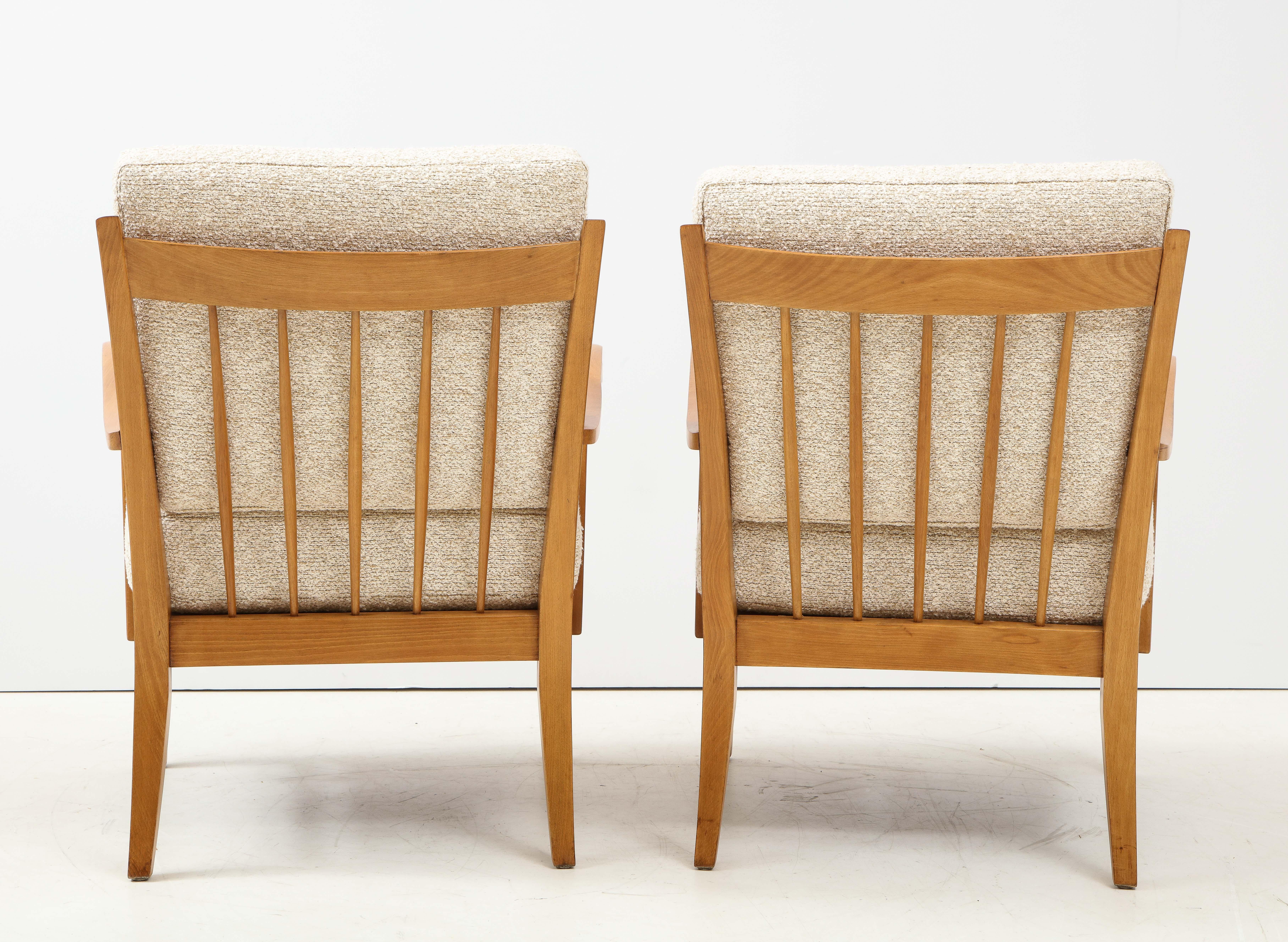 Pair of Maison Gouffé Armchairs, France, circa 1940, Labeled, Numbered 4