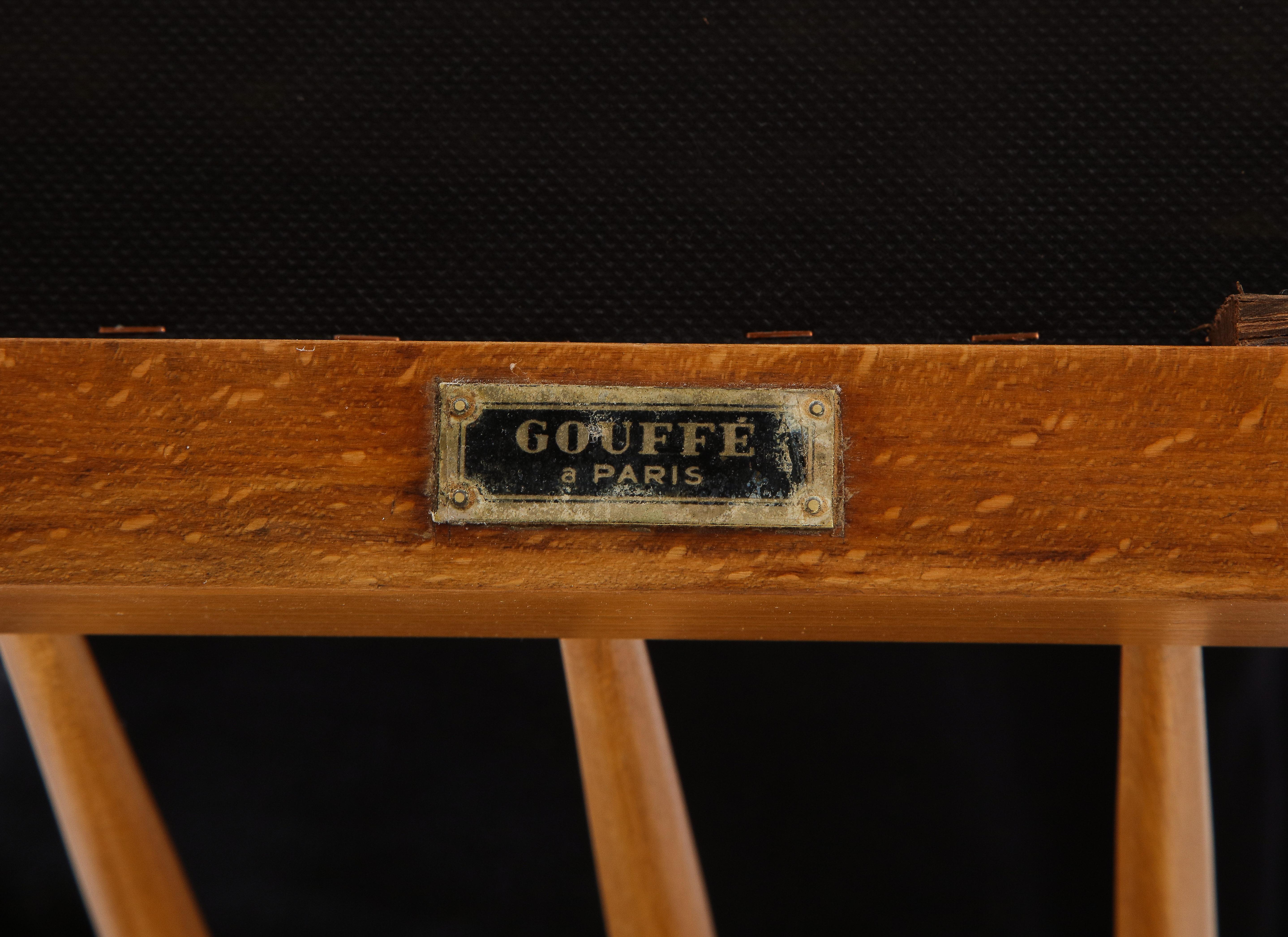 Pair of Maison Gouffé Armchairs, France, circa 1940, Labeled, Numbered 6