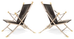 French Art Moderne Armchairs by Maison Jansen, Steel & Leather, 1940s