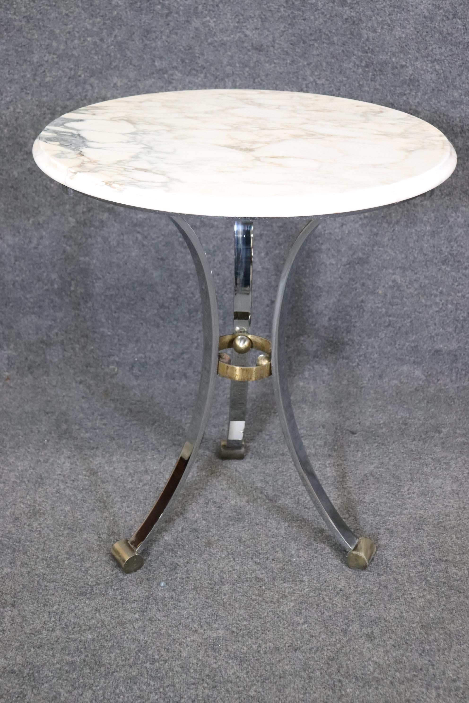 Unknown Pair of Maison Jansen Attributed Marble Top Gueridon Tables, End Tables For Sale