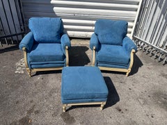 Pair of Maison Jansen Bergères Chairs with a matching ottoman