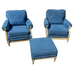 Pair of Maison Jansen Bergères Chairs with a matching ottoman
