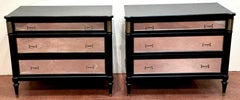 Pair of Maison Jansen Black & Mirrored Chests/Commodes