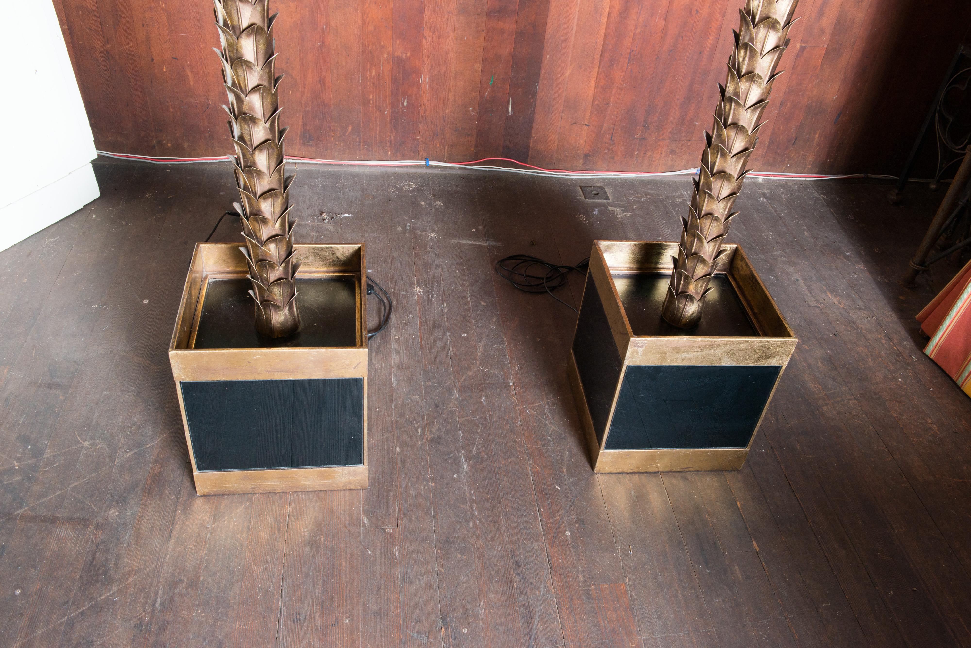 Pair of Maison Jansen Brass Palm Tree Floor Lamps For Sale 7