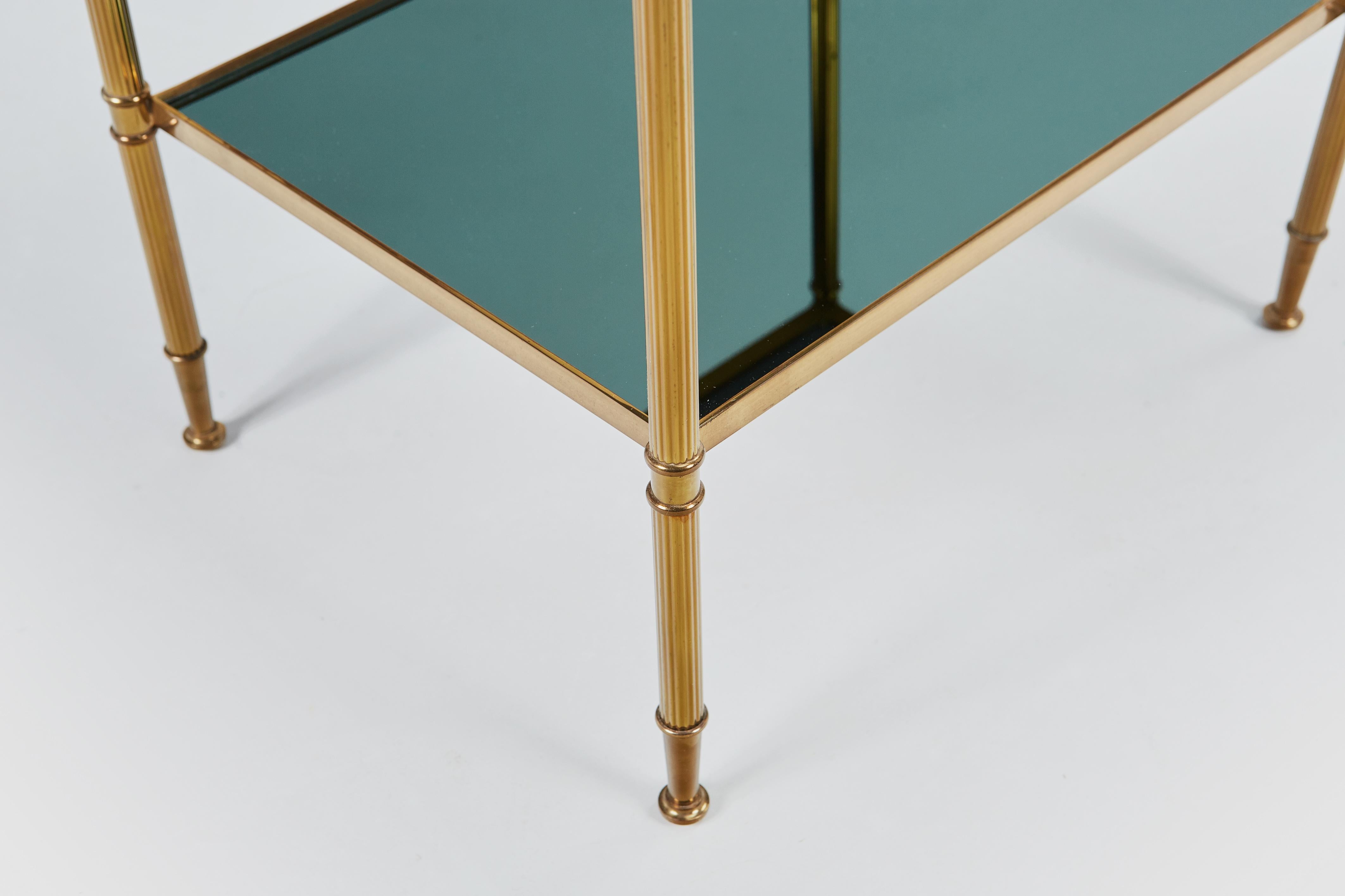 Gilt Pair of Maison Jansen Brass Side Tables For Sale