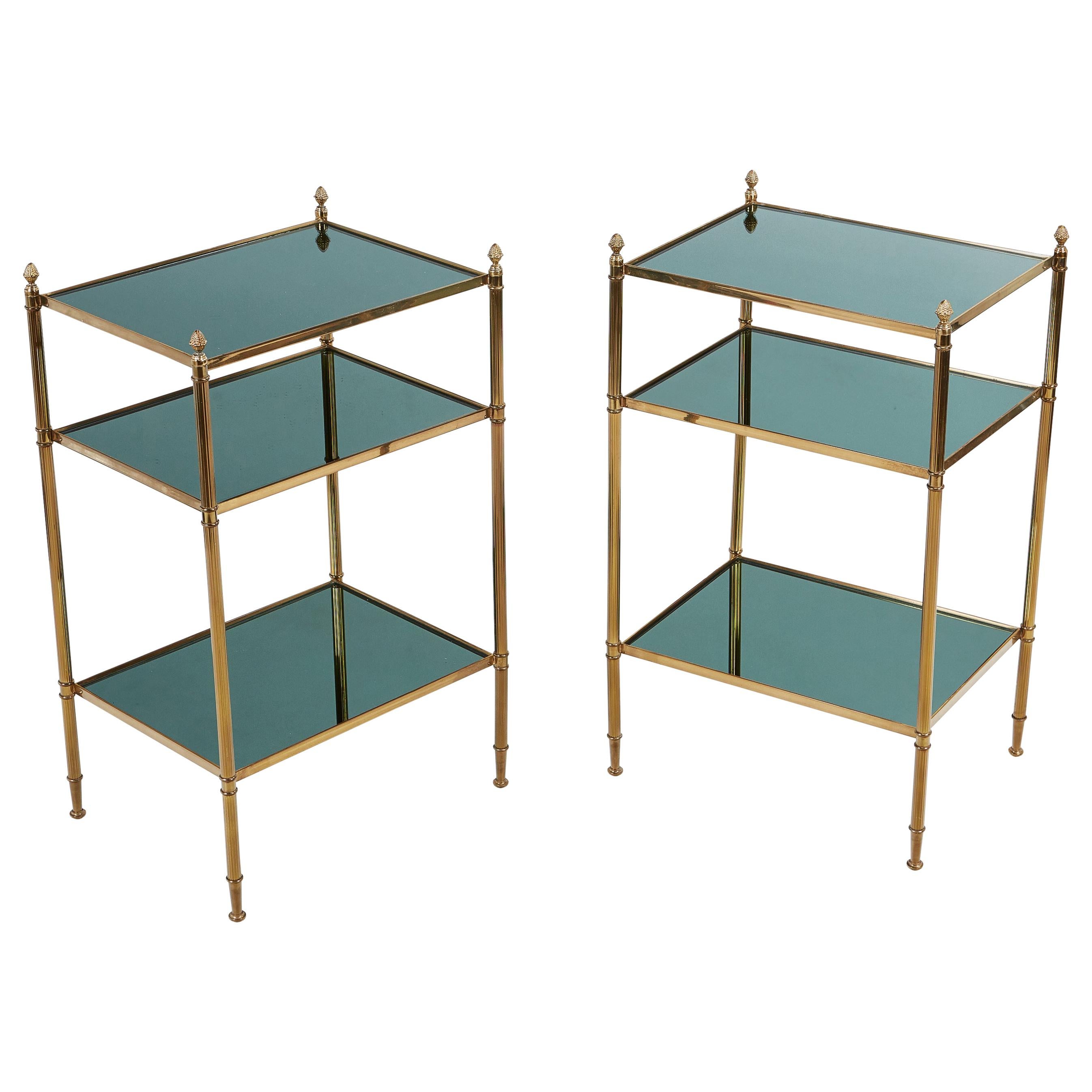 Pair of Maison Jansen Brass Side Tables For Sale