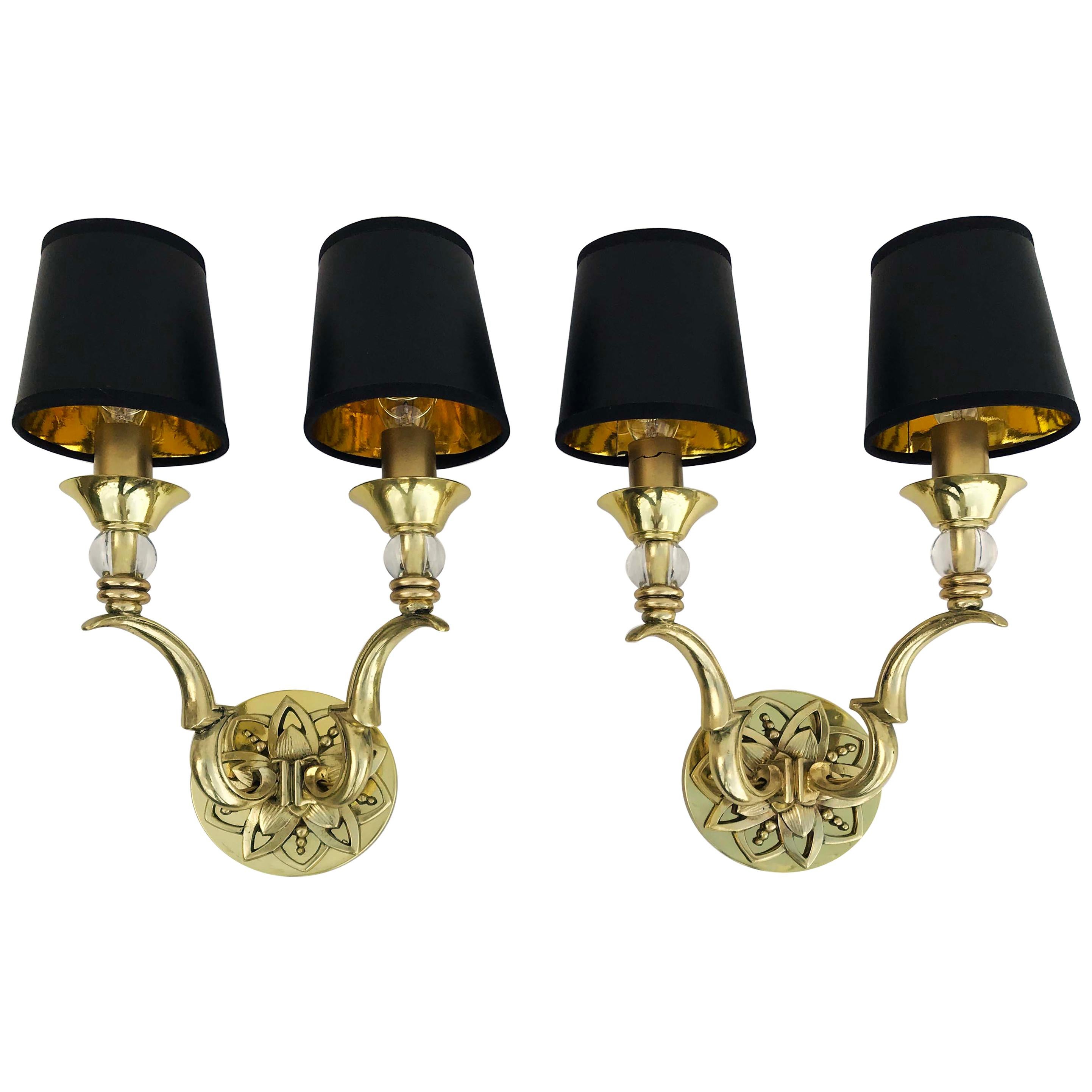 Pair of Maison Jansen Bronze Sconces