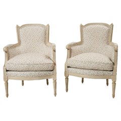 Antique Pair of Maison Jansen Chairs with Schumacher Fabric