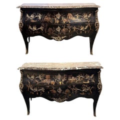 Paire de commodes laquées de style chinoiserie de la Maison Jansen