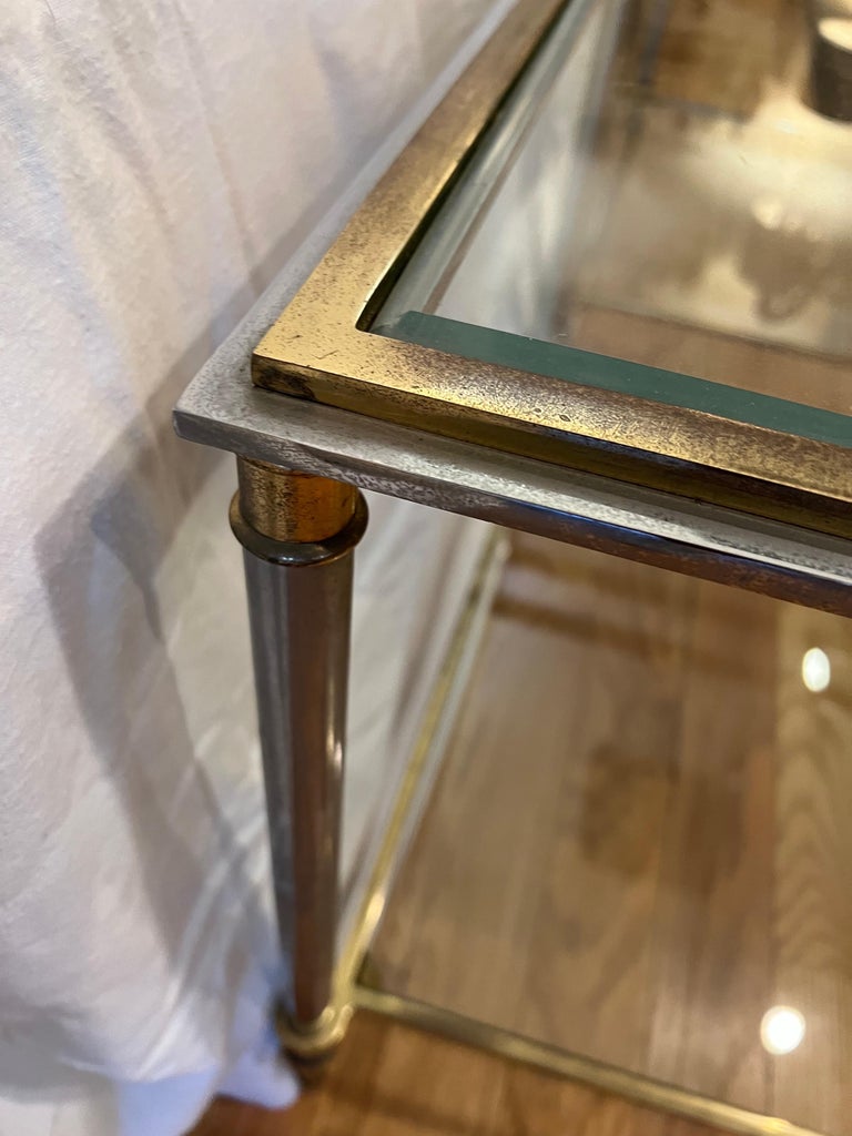 Pair of Maison Jansen Chrome, Brass and Glass End Tables 8