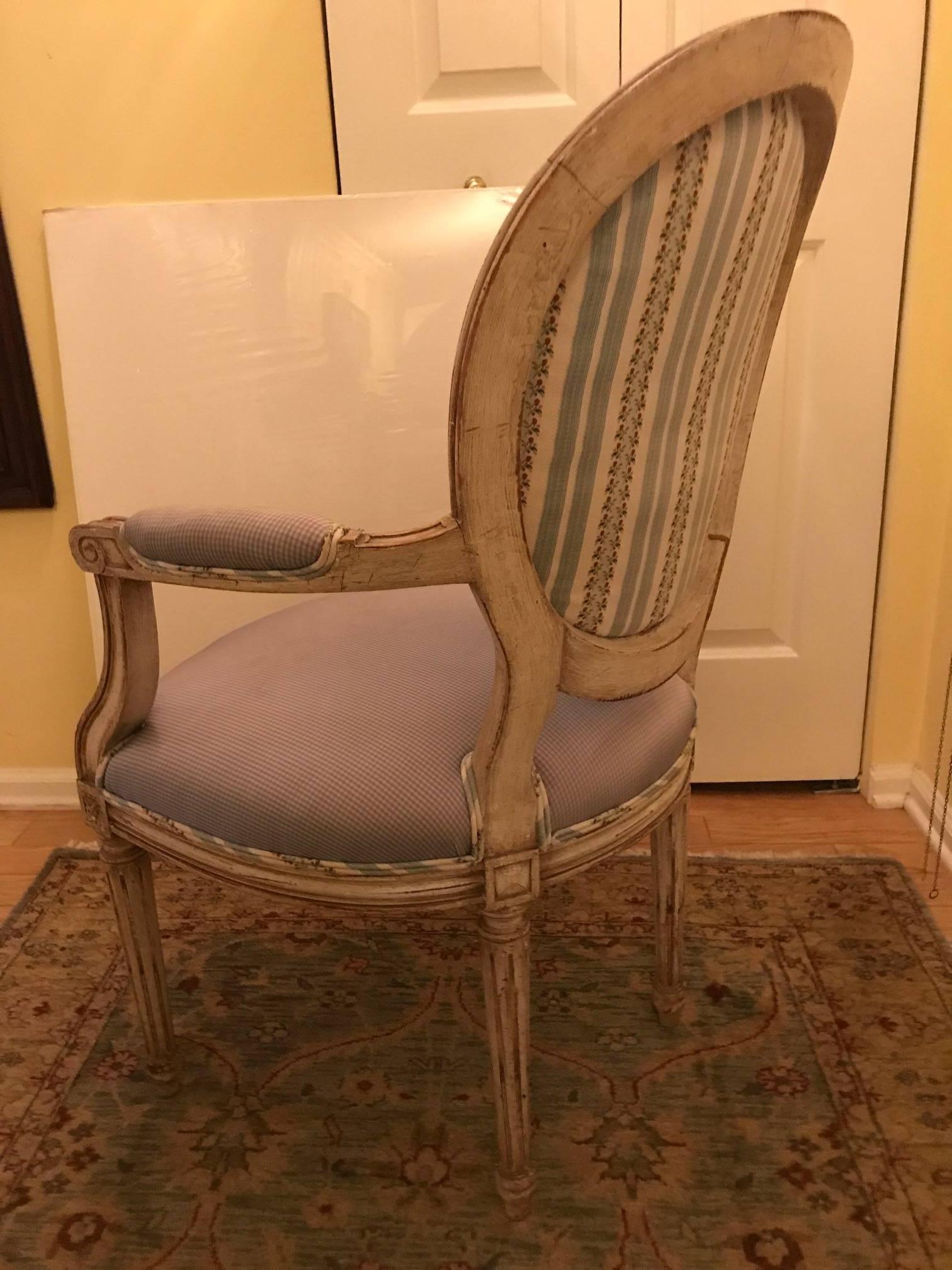 Pair of Maison Jansen Classic Louis XVI Style Armchairs In Good Condition For Sale In Lambertville, NJ