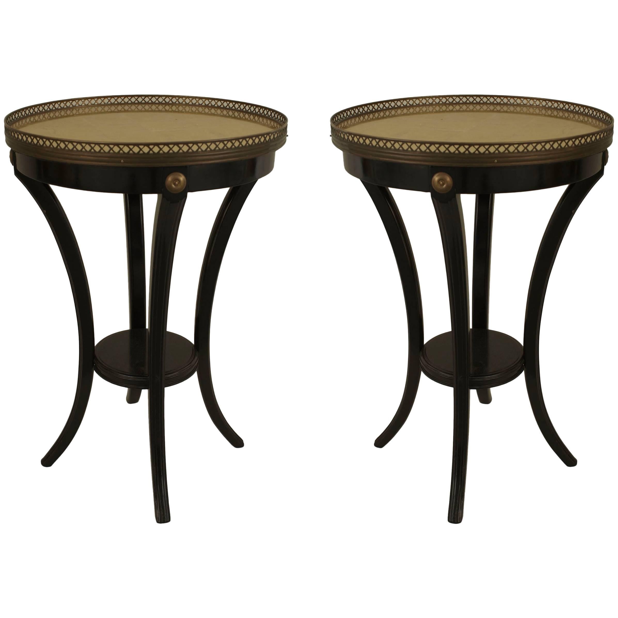 Pair of Maison Jansen French Louis XVI Style Gilt Glass End Tables